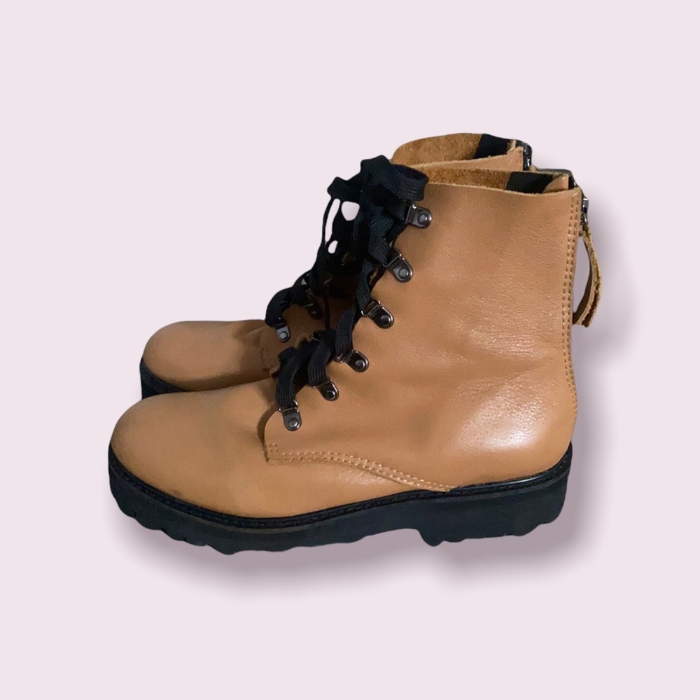 All Black (brand) cognac platform Moto boots size 40